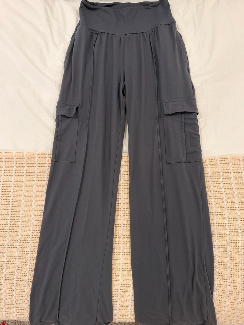 Wide Leg Cargo Lounge Pants in Dark Charcoal